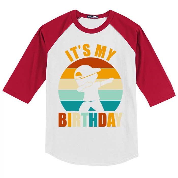 Its My Birthday Dab Retro Sunset Kids Colorblock Raglan Jersey