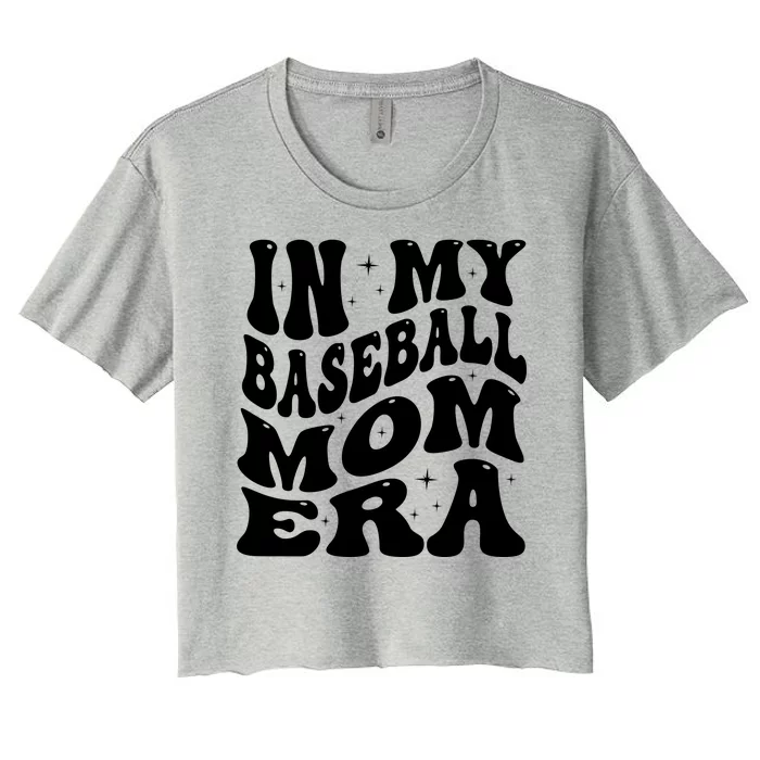 In My Baseball Mom Era Groovy Women's Crop Top Tee