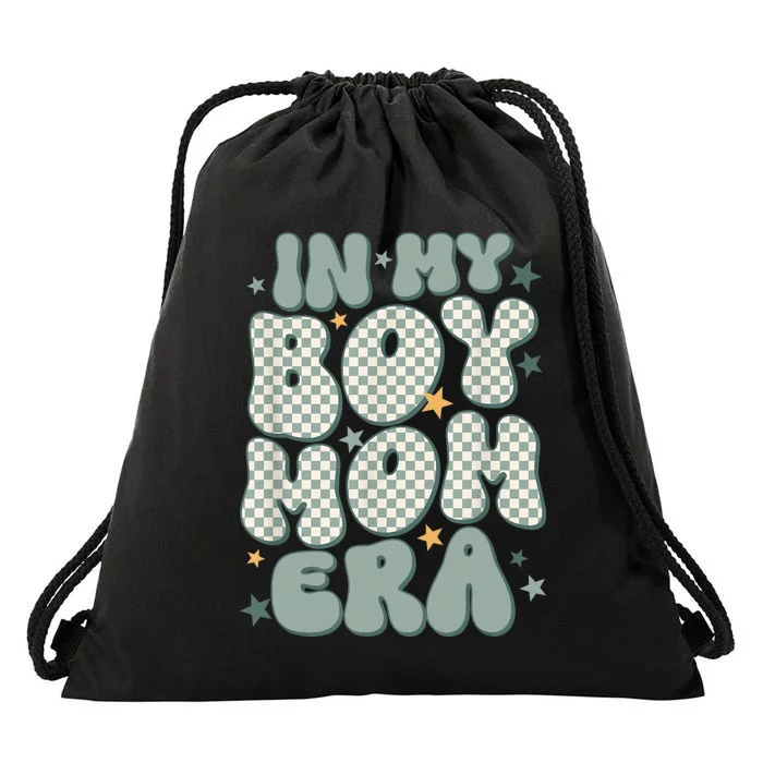 In My Boy Mom Era Drawstring Bag