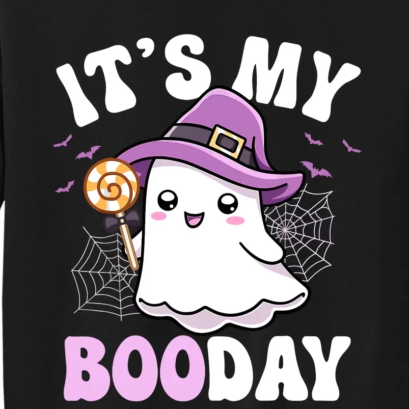 Its My Boo Day Cute Ghost Halloween Birthday Boy Girl Kids Tall Sweatshirt