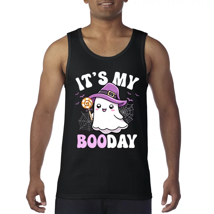 Its My Boo Day Cute Ghost Halloween Birthday Boy Girl Kids Tank Top