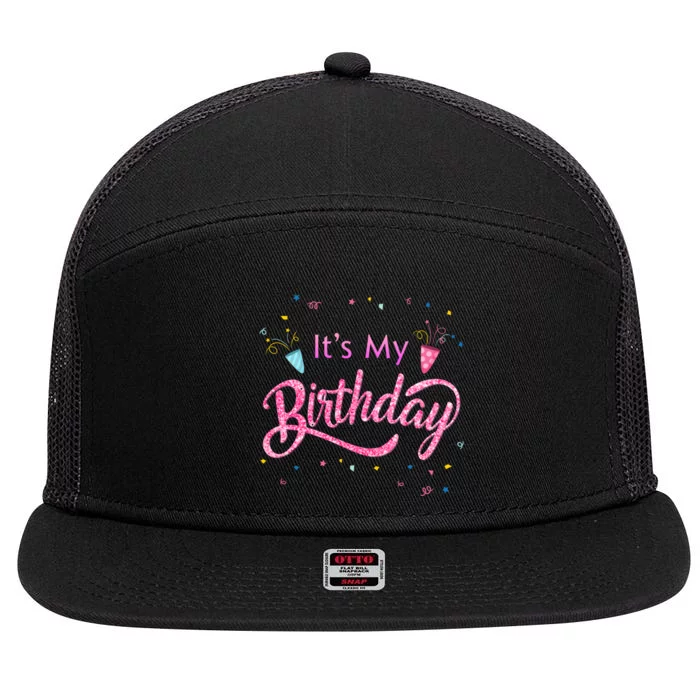 It's My Birthday Tee 7 Panel Mesh Trucker Snapback Hat