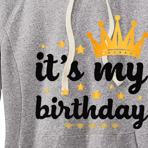 It's My Birthday for Wo, Teens, Girl, Black & Gold Women's Fleece Hoodie