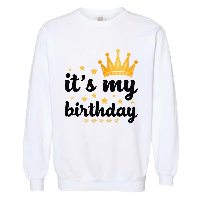 It's My Birthday for Wo, Teens, Girl, Black & Gold Garment-Dyed Sweatshirt