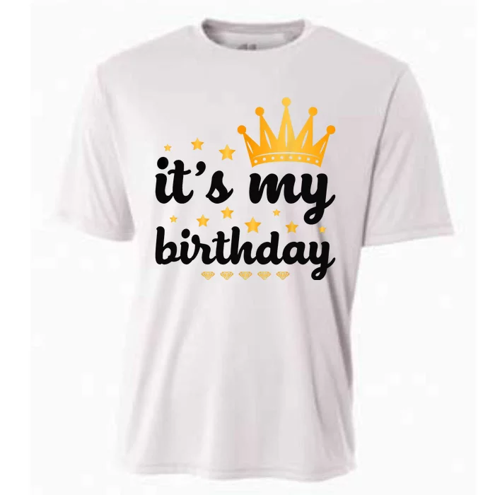 It's My Birthday for Wo, Teens, Girl, Black & Gold Cooling Performance Crew T-Shirt