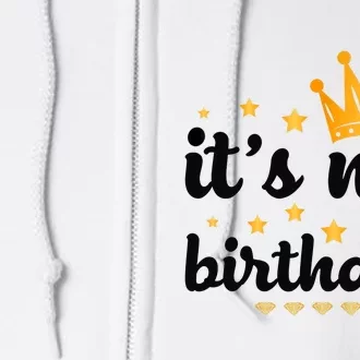 It's My Birthday for Wo, Teens, Girl, Black & Gold Full Zip Hoodie