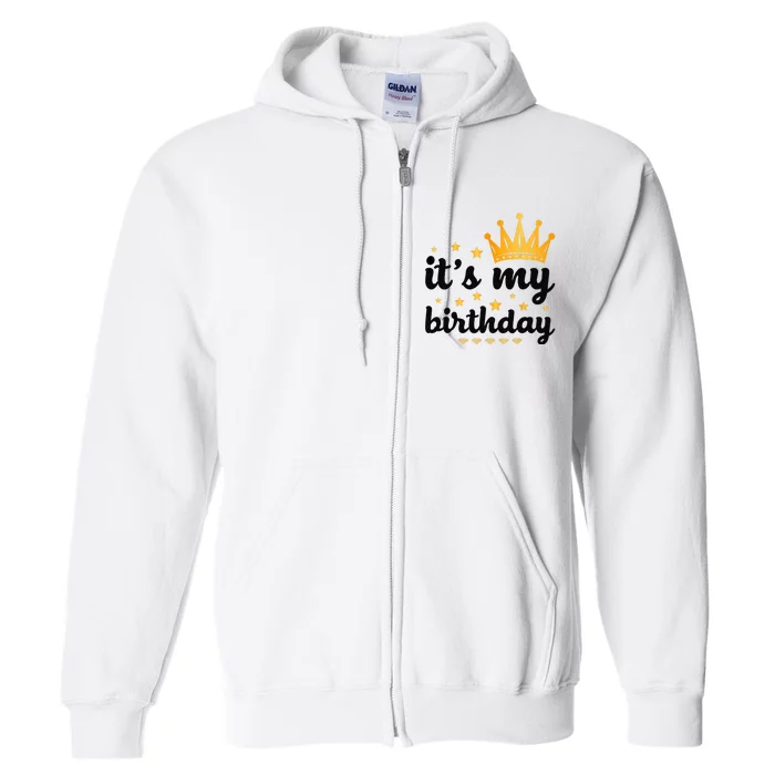 It's My Birthday for Wo, Teens, Girl, Black & Gold Full Zip Hoodie