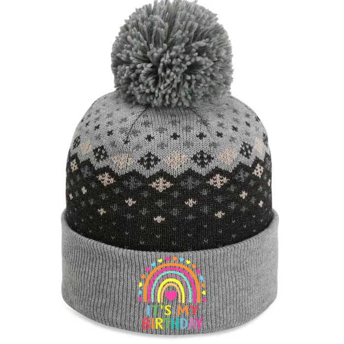 Its My Birthday Rainbow The Baniff Cuffed Pom Beanie