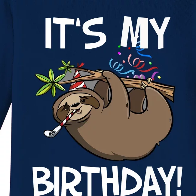 It's My Birthday Cute Sloth Party Outfit Baby Long Sleeve Bodysuit