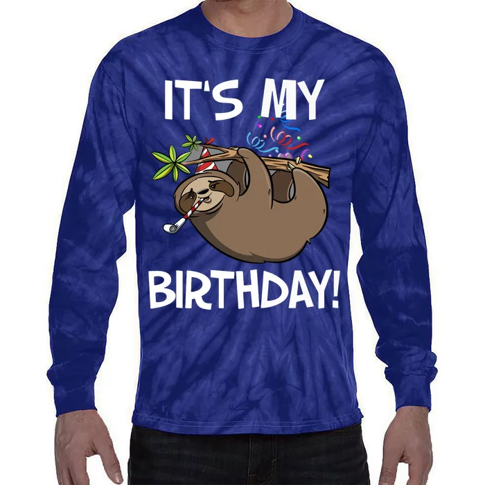 It's My Birthday Cute Sloth Party Outfit Tie-Dye Long Sleeve Shirt