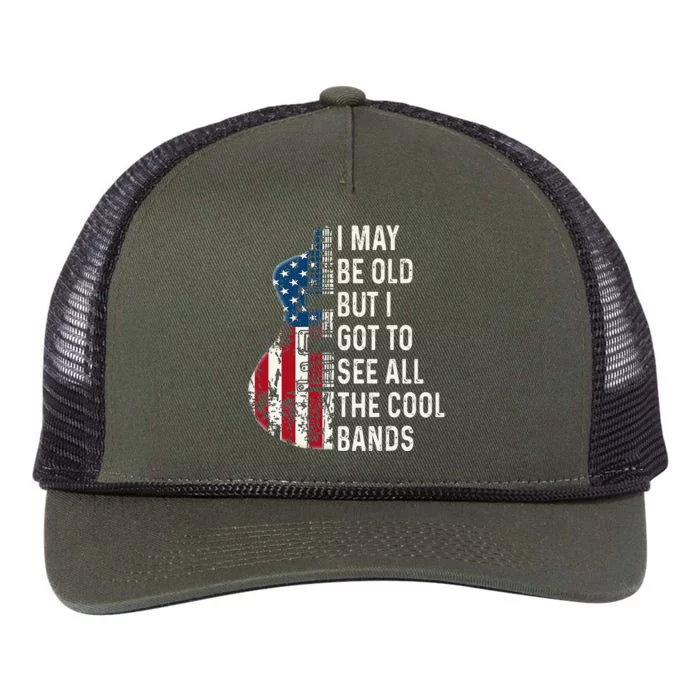 I May Be Old But I Got To See All The Cool Bands Concert Retro Rope Trucker Hat Cap