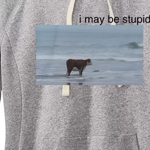 I May Be Stupid Cow On Beach Women's Fleece Hoodie