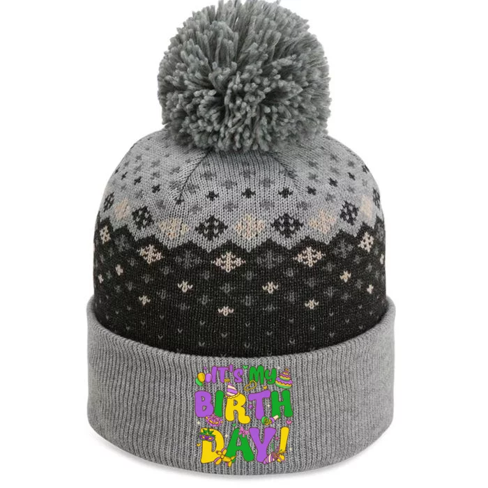 ItS My Birthday Mardi Gras Funny Bday The Baniff Cuffed Pom Beanie