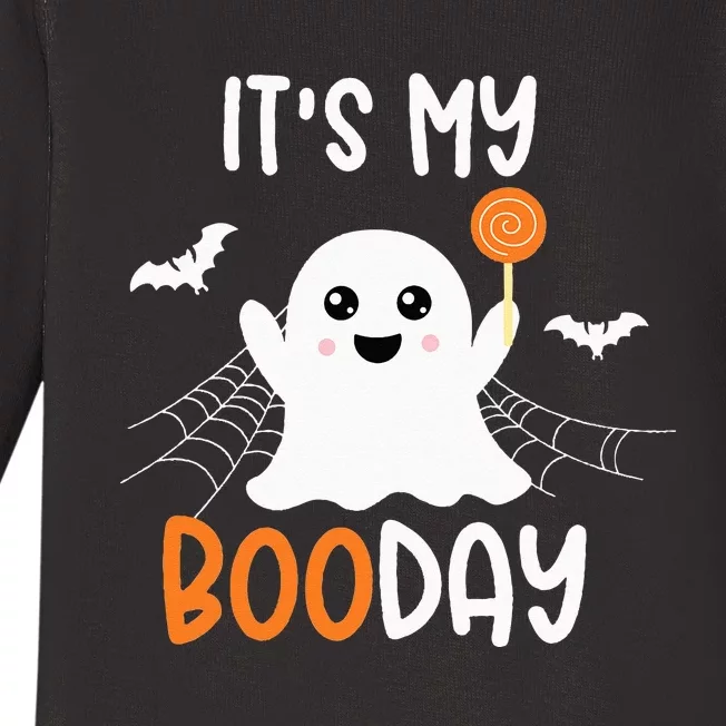 Its My Boo Day Cute Halloween Birthday Ghost Baby Long Sleeve Bodysuit