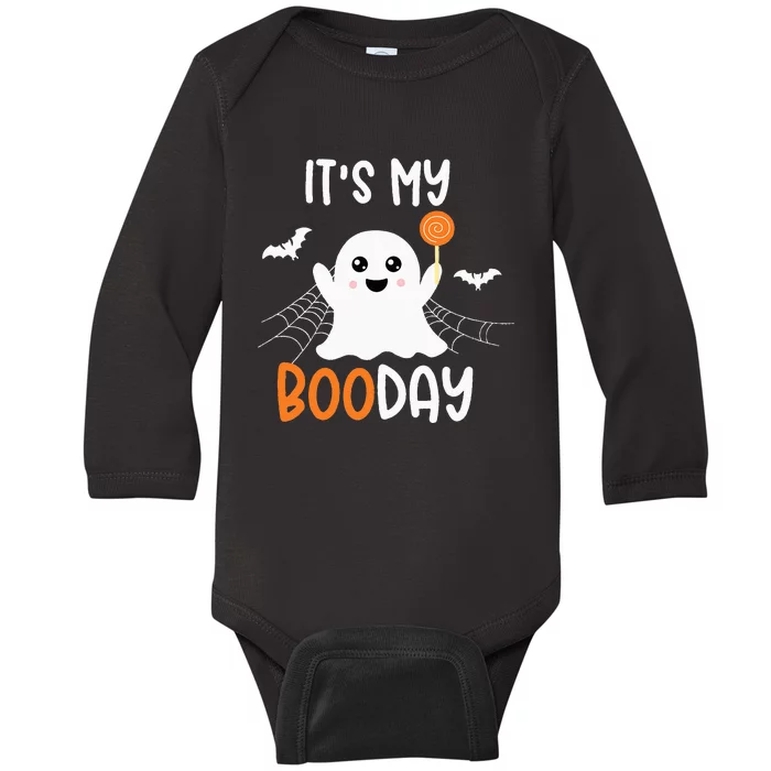 Its My Boo Day Cute Halloween Birthday Ghost Baby Long Sleeve Bodysuit