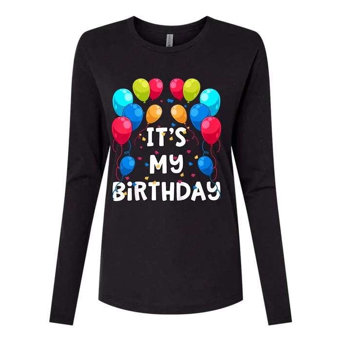 ItS My Birthday Party Balloons And Confetti Womens Cotton Relaxed Long Sleeve T-Shirt