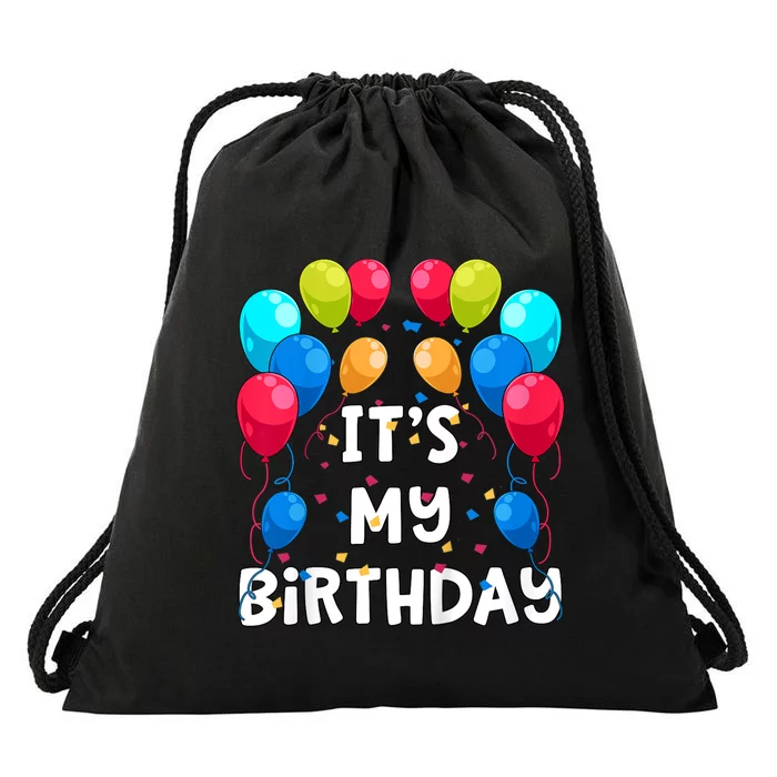 ItS My Birthday Party Balloons And Confetti Drawstring Bag