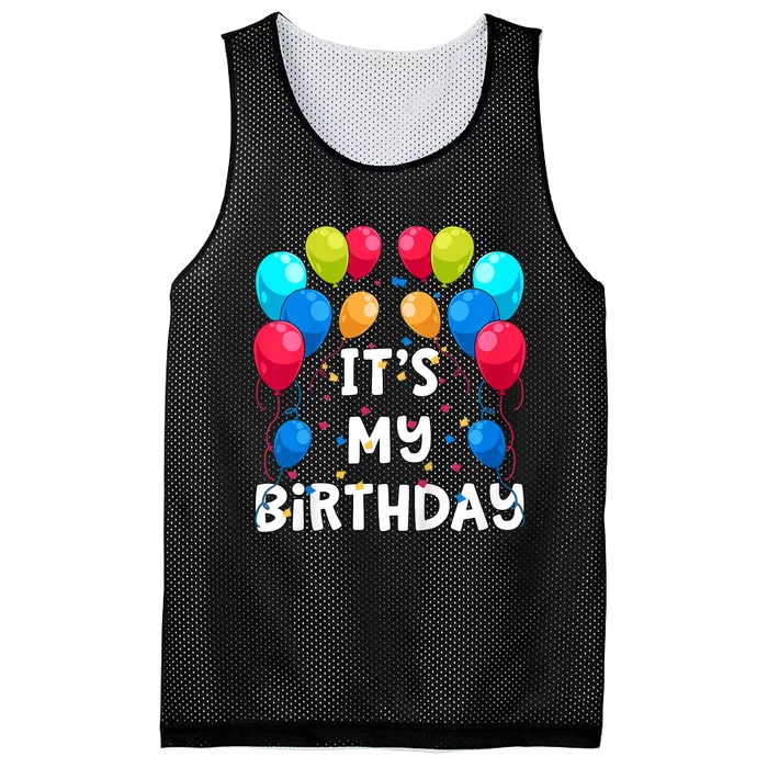 ItS My Birthday Party Balloons And Confetti Mesh Reversible Basketball Jersey Tank