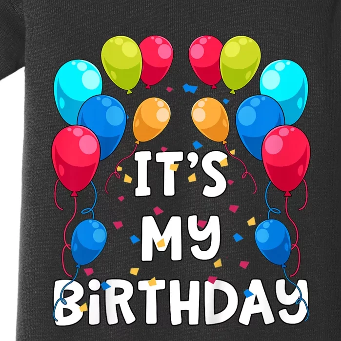 ItS My Birthday Party Balloons And Confetti Baby Bodysuit