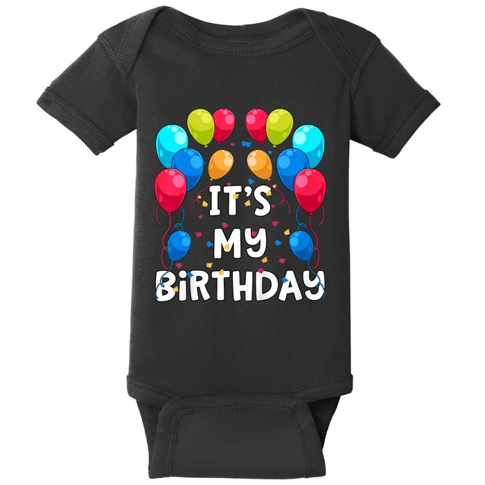 ItS My Birthday Party Balloons And Confetti Baby Bodysuit