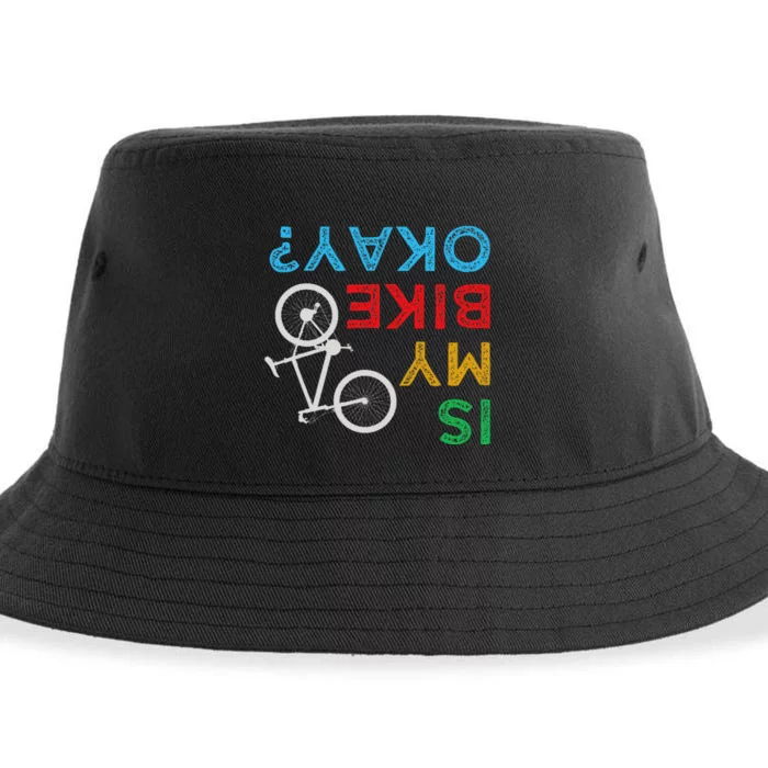 Is My Bike Okay Funny Cycling Accident Humor Sustainable Bucket Hat