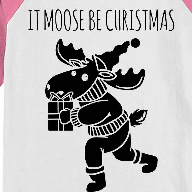 It Moose Be Christmas Humor Holiday Kids Colorblock Raglan Jersey