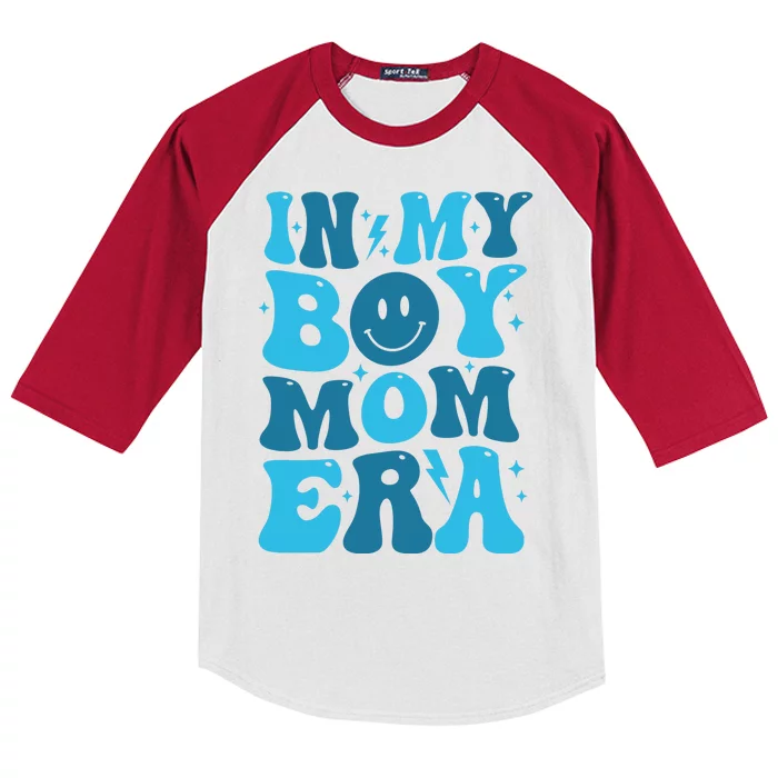 In My Boy Mom Era Kids Colorblock Raglan Jersey