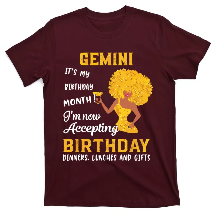 Its My Birthday Black Women Gemini May June Gifts T-Shirt