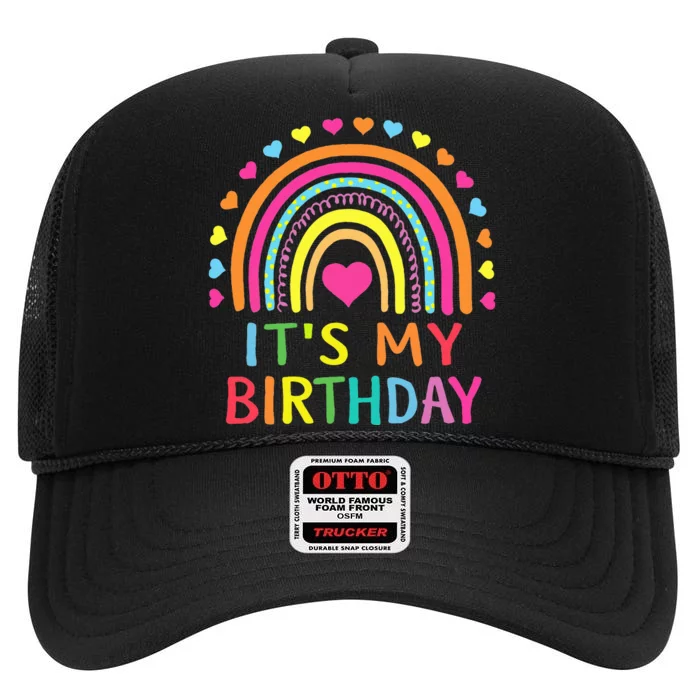 It's My Birthday Gift Rainbow High Crown Mesh Trucker Hat