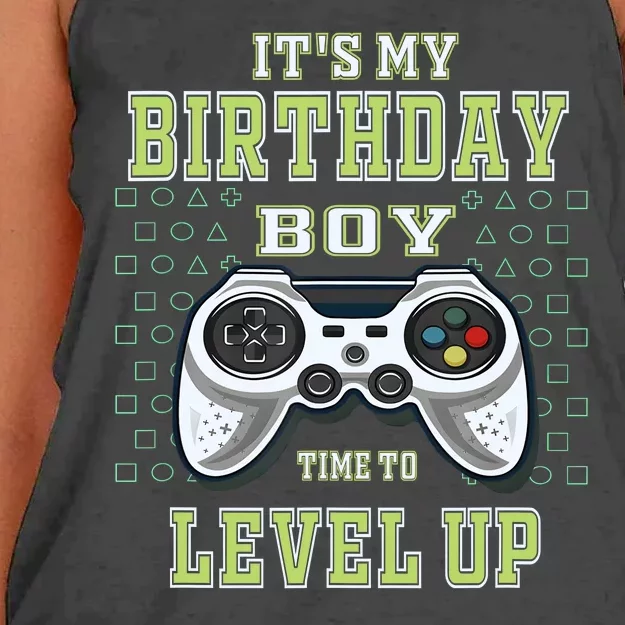 Its My Birthday Boy Time To Level Up Video Game Women's Knotted Racerback Tank