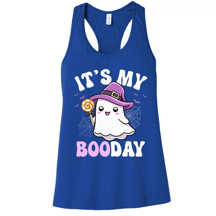 Its My Boo Day Cute Ghost Halloween Birthday Women's Racerback Tank