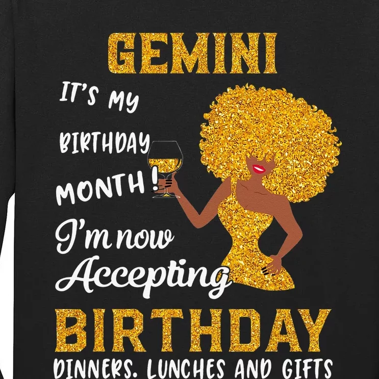 It’s My Birthday Black Wo Gemini May June Gifts Tall Long Sleeve T-Shirt