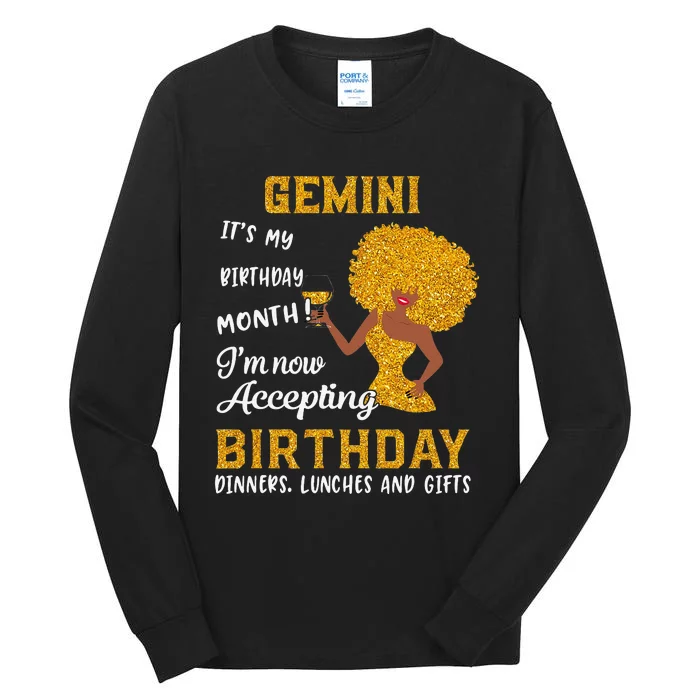 It’s My Birthday Black Wo Gemini May June Gifts Tall Long Sleeve T-Shirt