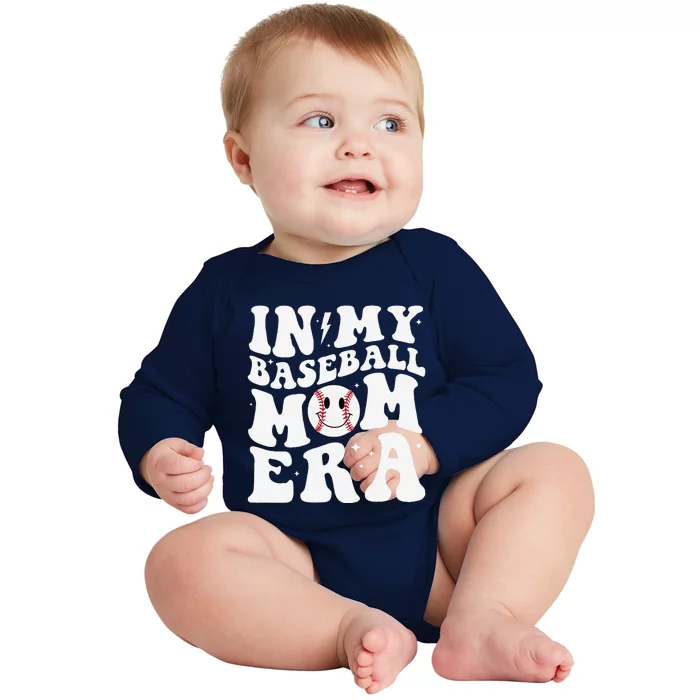 In My Baseball Mom Era Groovy Baseball Mom Team MotherS Day Baby Long Sleeve Bodysuit