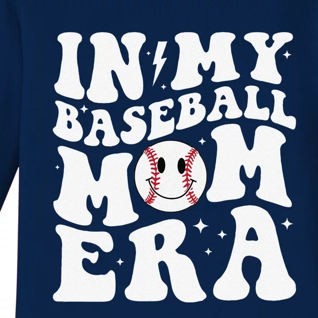 In My Baseball Mom Era Groovy Baseball Mom Team MotherS Day Baby Long Sleeve Bodysuit