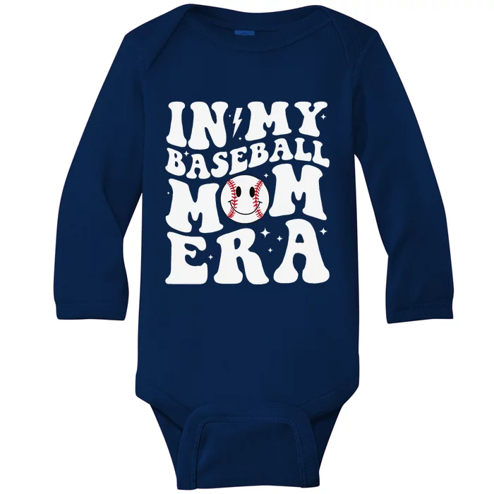 In My Baseball Mom Era Groovy Baseball Mom Team MotherS Day Baby Long Sleeve Bodysuit