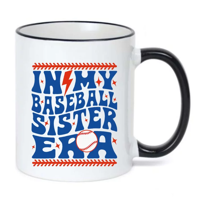 In My Baseball Sister Era Groovy Sister Baseball Black Color Changing Mug