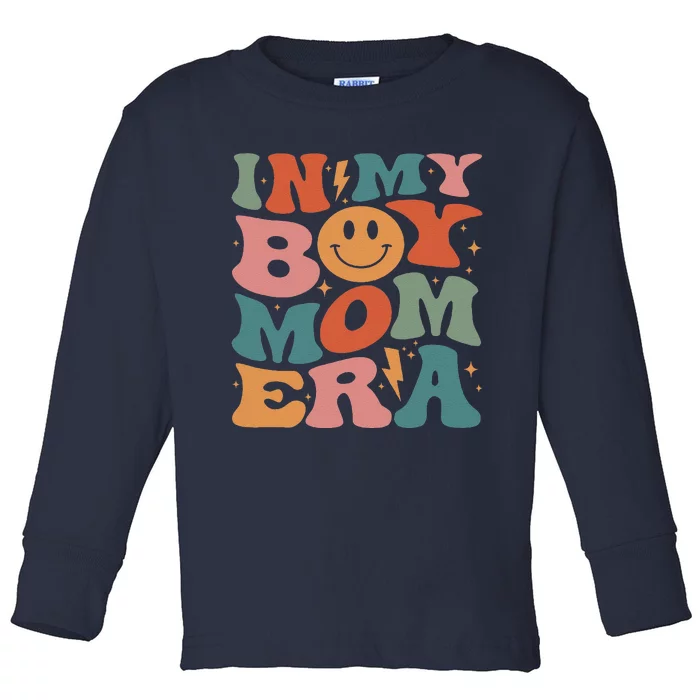 In My Boy Mom Era Groovy Mom Of Gifts Funny Mothers Day Toddler Long Sleeve Shirt