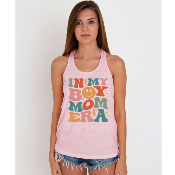 In My Boy Mom Era Groovy Mom Of Gifts Funny Mothers Day Women's Knotted Racerback Tank