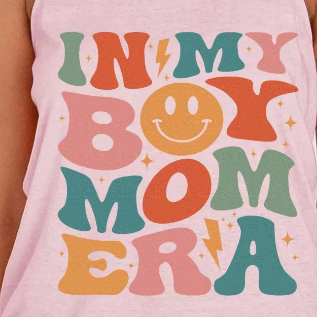 In My Boy Mom Era Groovy Mom Of Gifts Funny Mothers Day Women's Knotted Racerback Tank