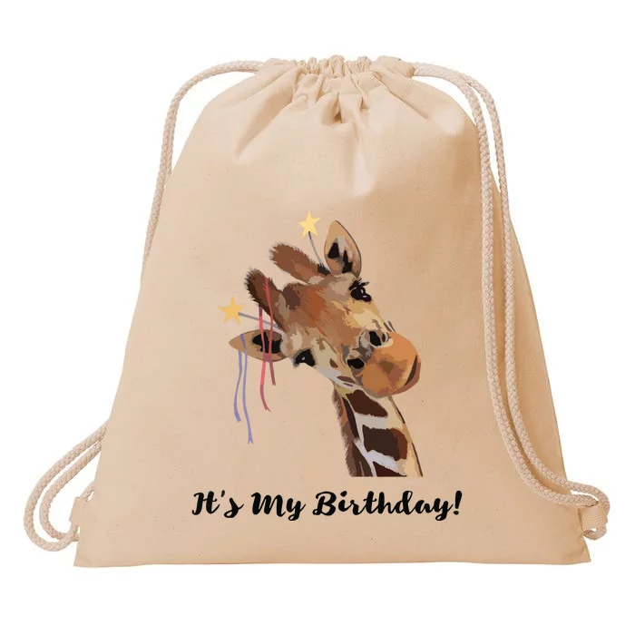 It's My Birthday Good Time Giraffe Party Animal Drawstring Bag