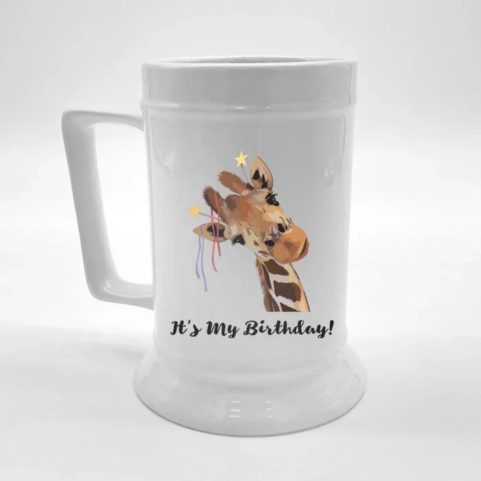 It's My Birthday Good Time Giraffe Party Animal Front & Back Beer Stein