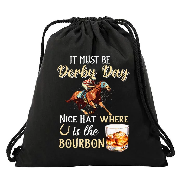 ItS Must Be Derby Day Bourbon Horse Racing Drawstring Bag