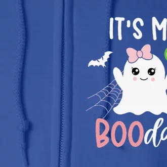 Its My Boo Day Cute Halloween Birthday Ghost Pink Bow Full Zip Hoodie