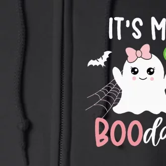 Its My Boo Day Cute Halloween Birthday Ghost Pink Bow Girls Full Zip Hoodie