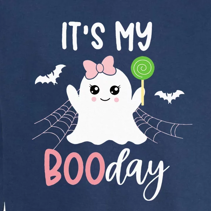 Its My Boo Day Cute Halloween Birthday Ghost Pink Bow Girls Garment-Dyed Sweatshirt