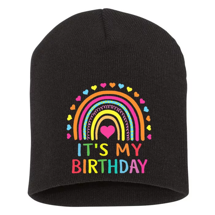 It's My Birthday Gift Rainbow Short Acrylic Beanie