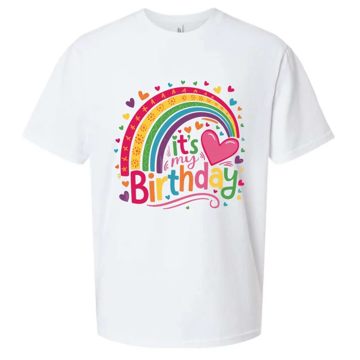 Its My Birthday Rainbow Birthday Wo Teens Girl Sueded Cloud Jersey T-Shirt