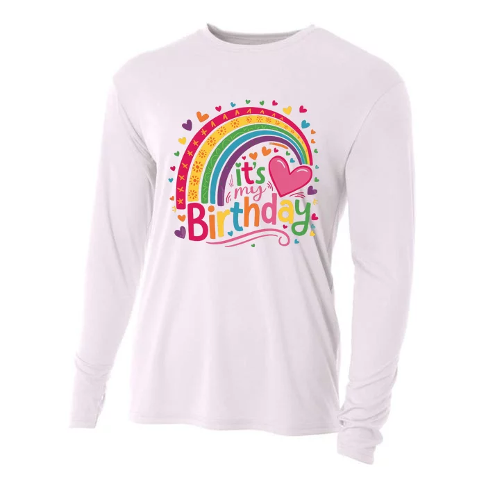 Its My Birthday Rainbow Birthday Wo Teens Girl Cooling Performance Long Sleeve Crew