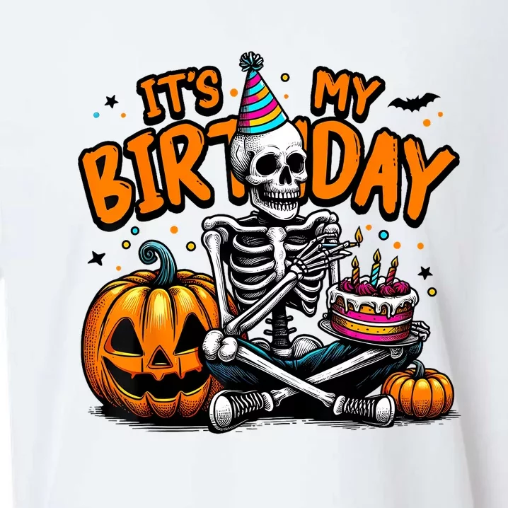 ItS My Birthday Skeleton Happy Halloween Birthday Party Sueded Cloud Jersey T-Shirt